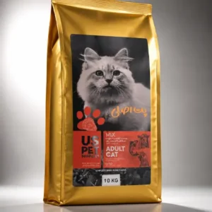 USpet Premium Cat Dry Food 1 &nbsp; غذای خشک پرمیوم مخصوص گربه‌ها مناسب برای تغذیه روزانه و حفظ سلامت عمومی کمک به تأمین انرژی و شادابی گربه حاوی مواد مغذی ضروری برای حمایت از بدن گربه کمک به سلامت پوست و مو فرمول متعادل برای هضم بهتر و مصرف مداوم